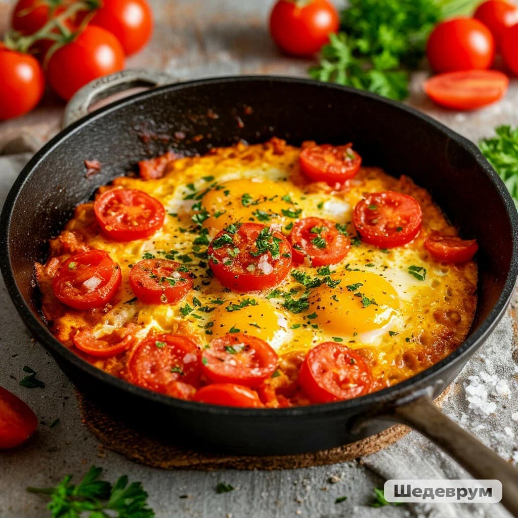 Яичница с помидором